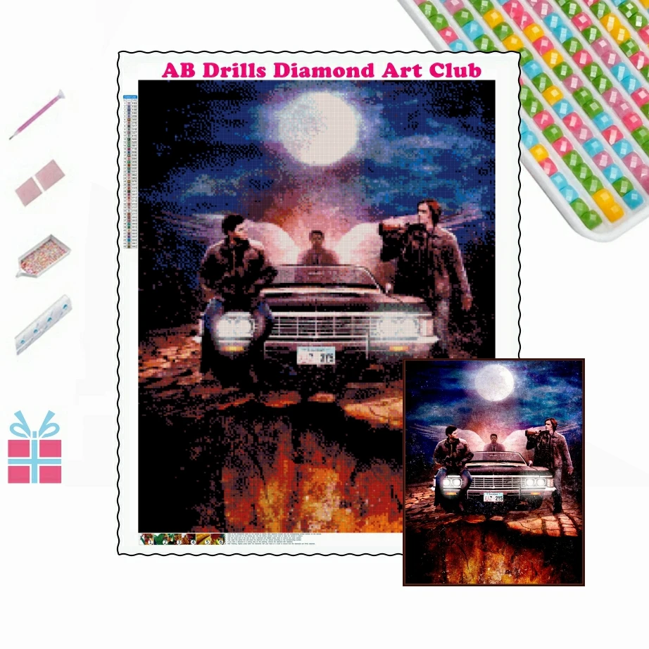 

Supernatural AB Drills Diamond Painting 5D DIY American TV Show Diamond Embroidery Cross Stitch Kits Mosaic Home Decor