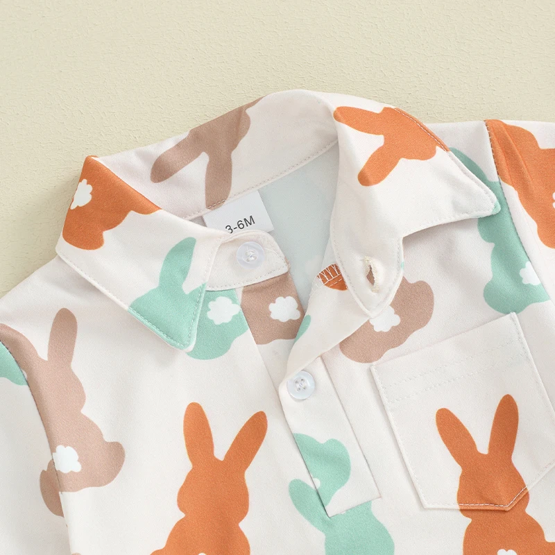 Summer St. Patrick's Day Kids Boys T-shirt Short Sleeve Shirt Bunny Clover Print Tops Clothes boys short sleeve shirts