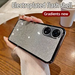 Shiny Glitter Plating Silicone Soft Back Cover with Camera Lens Protection for OPPO Reno8T 4G (Sfdd black)