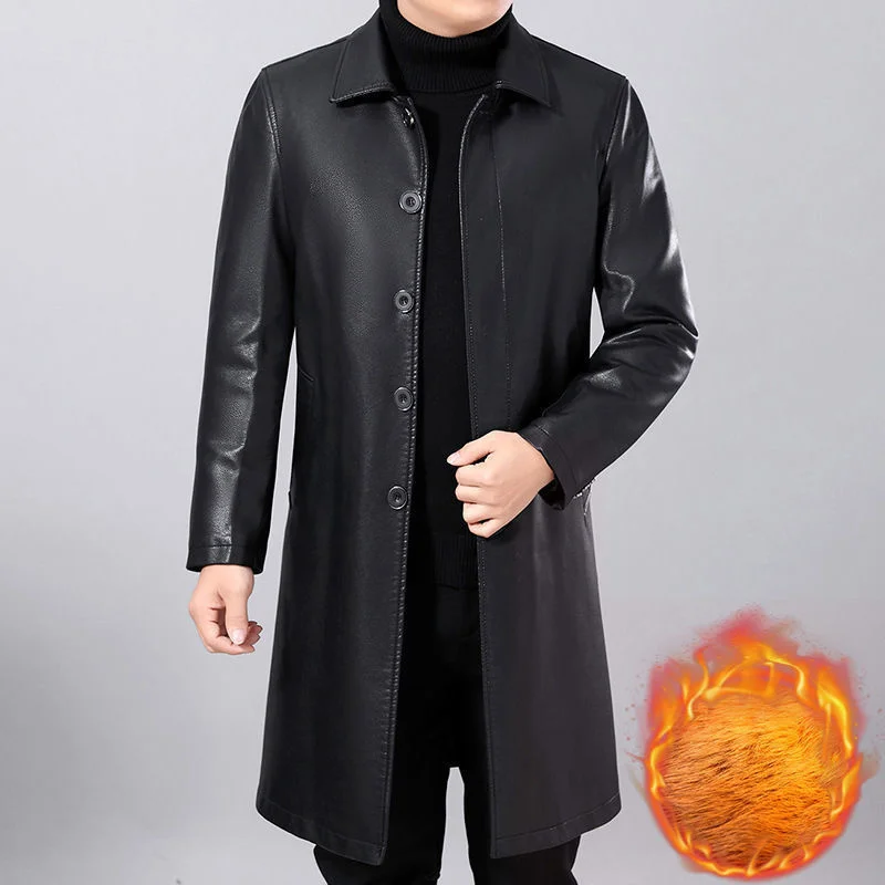 Trench Coat Uomo ECDAHICC – Giacca Lunga Invernale Monopetto, Vestibilità Ampia, Colletto Dentellato - copertina