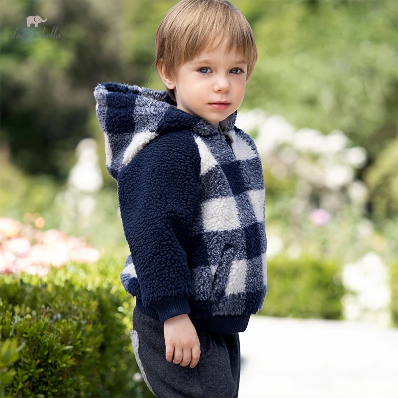 Dave Bella Children's Plaid Hooded Jacket Thick Warm Jacket for a Boy Clothes Coat Baby Boy Clothes 2-7Y DB4223975