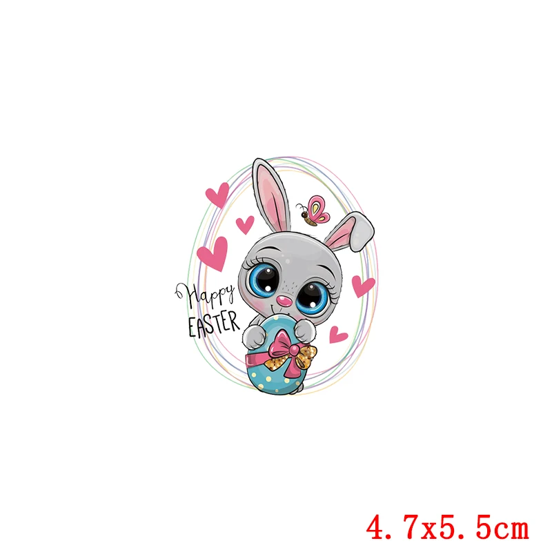 Prajna Cute Rabbit Series Patches Iron On Transfers Vynil Heat Transfer Cartoon Ironing Stickers On Kids T-shirt Cloth Applique 