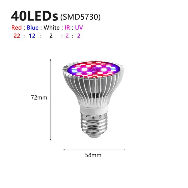 Teljes Spektrumú Led Növény Növekedési Fény Hidroponikus E27 Izzó Spektrum Ultraibolya Könnyű Virágnövekedési - Image 4