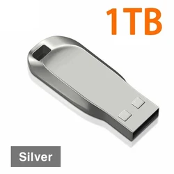 High - Speed Waterproof 2TB Metal Flash Drive - Portable USB 3.0 Mini Storage Solution (Silver 1TB)