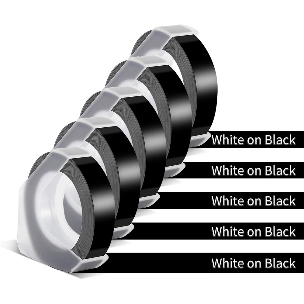 5pcs White on Black