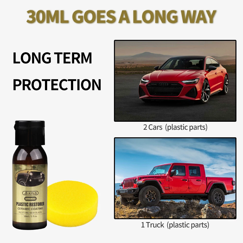 Car Plastic Restorer Long-lasting Ceramic Car Coating Hydrophobic Exterior Auto Parts Renovator Agent Plastic Rubbers Cleaner