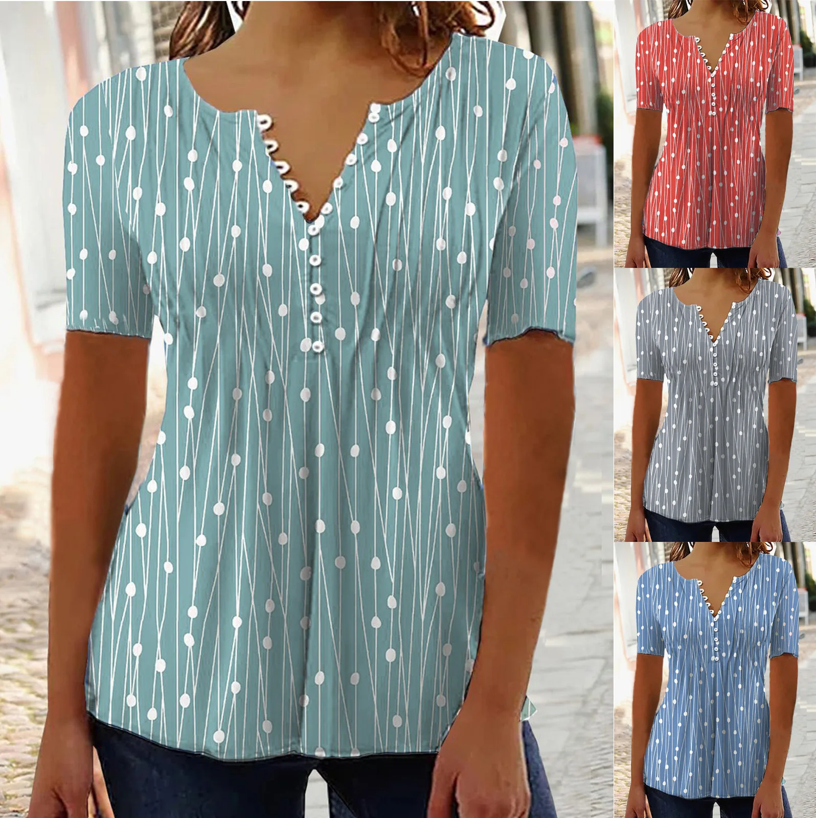 Летняя Свободная блузка для беременных с коротким рукавом и V-образным вырезом, футболка, повседневные женские топы в горошек, рубашка, женская одежда
