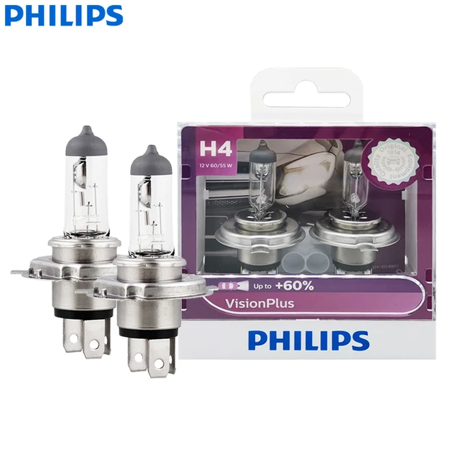 Philips Racing Vision GT200 H4 H7 12V +200% Brighter Light Car Halogen  Headlight Original Auto Lamps High Low Beam ECE, 2pcs