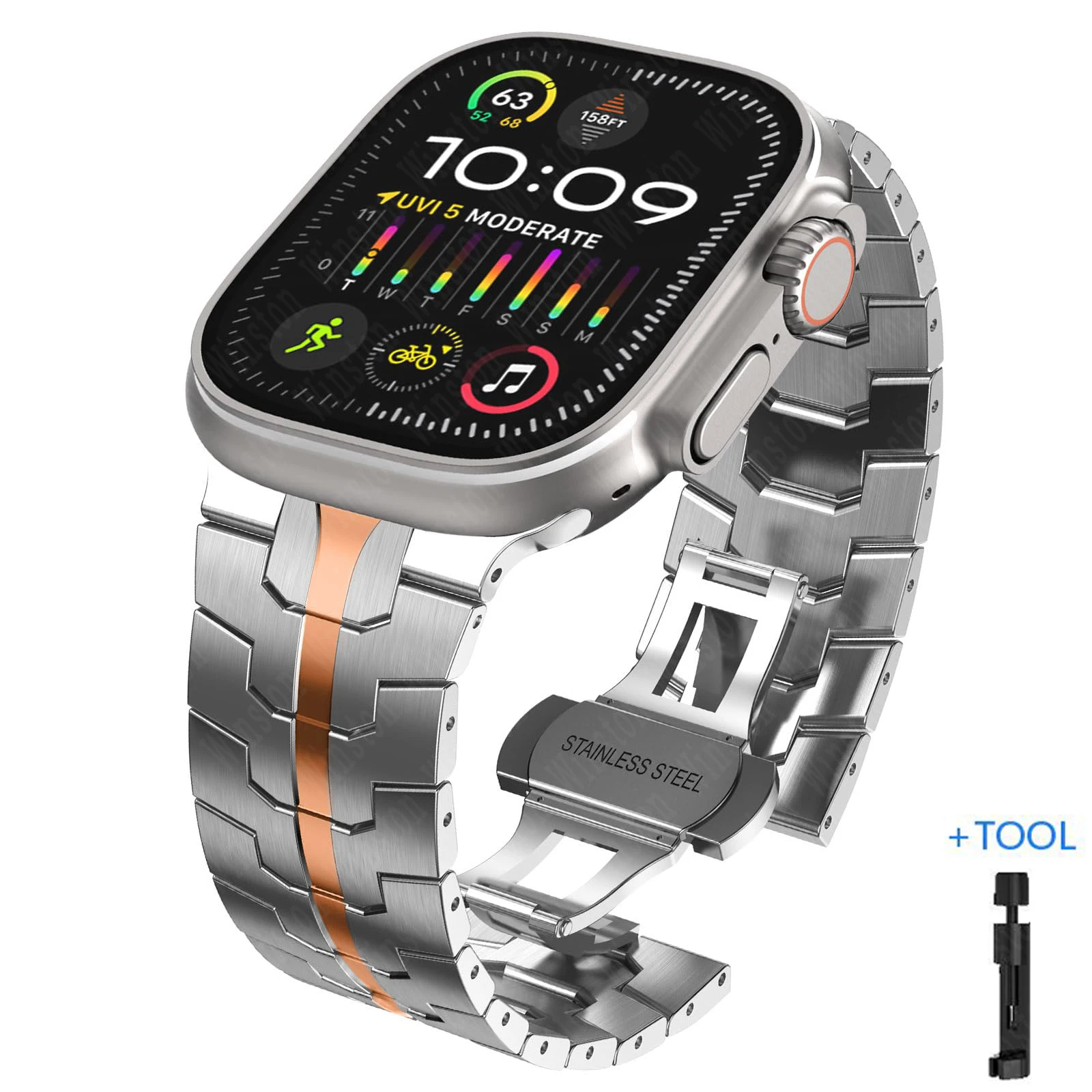 Luxury Titanium Stainless Steel Watch Strap - Premium Metal Bracelet