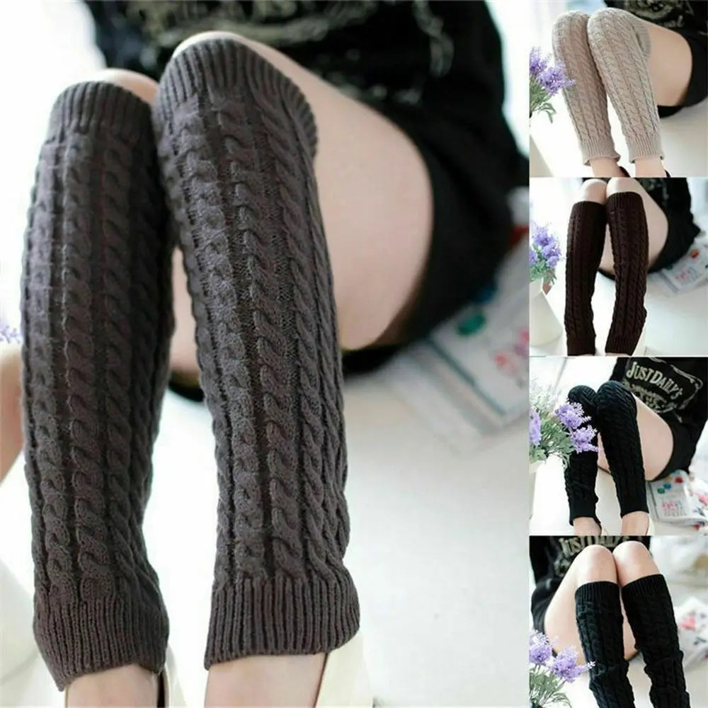 

Thermal Leggings Boot Cover Womens Winter Warm Socks Warmers Leg Socks Knit Cable Warm Sock Long Crochet Knitted Sock