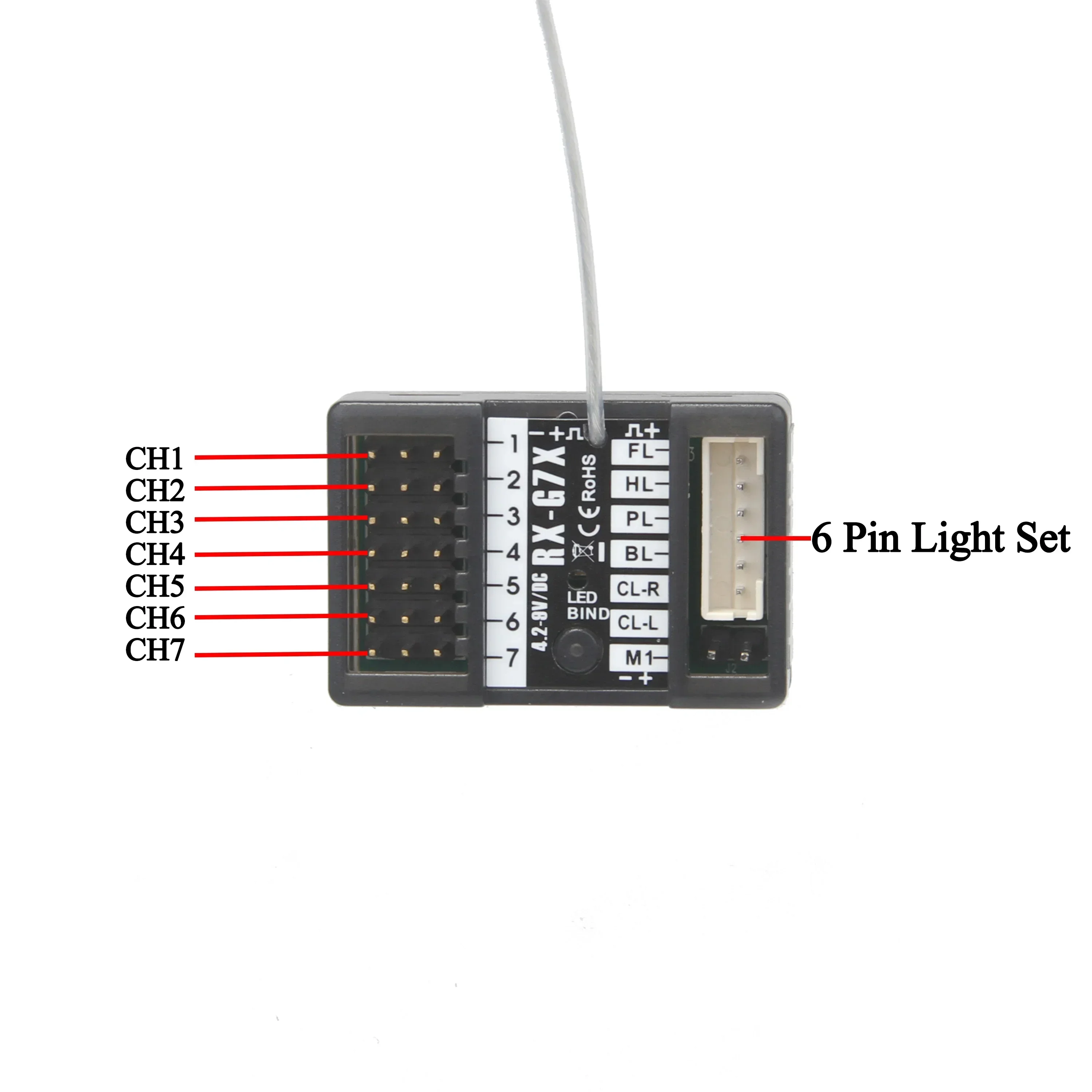 NEEBRC 7CH 2.4G Radio Émetteur-Récepteur pour Voiture RC MN168 MN99S MN82