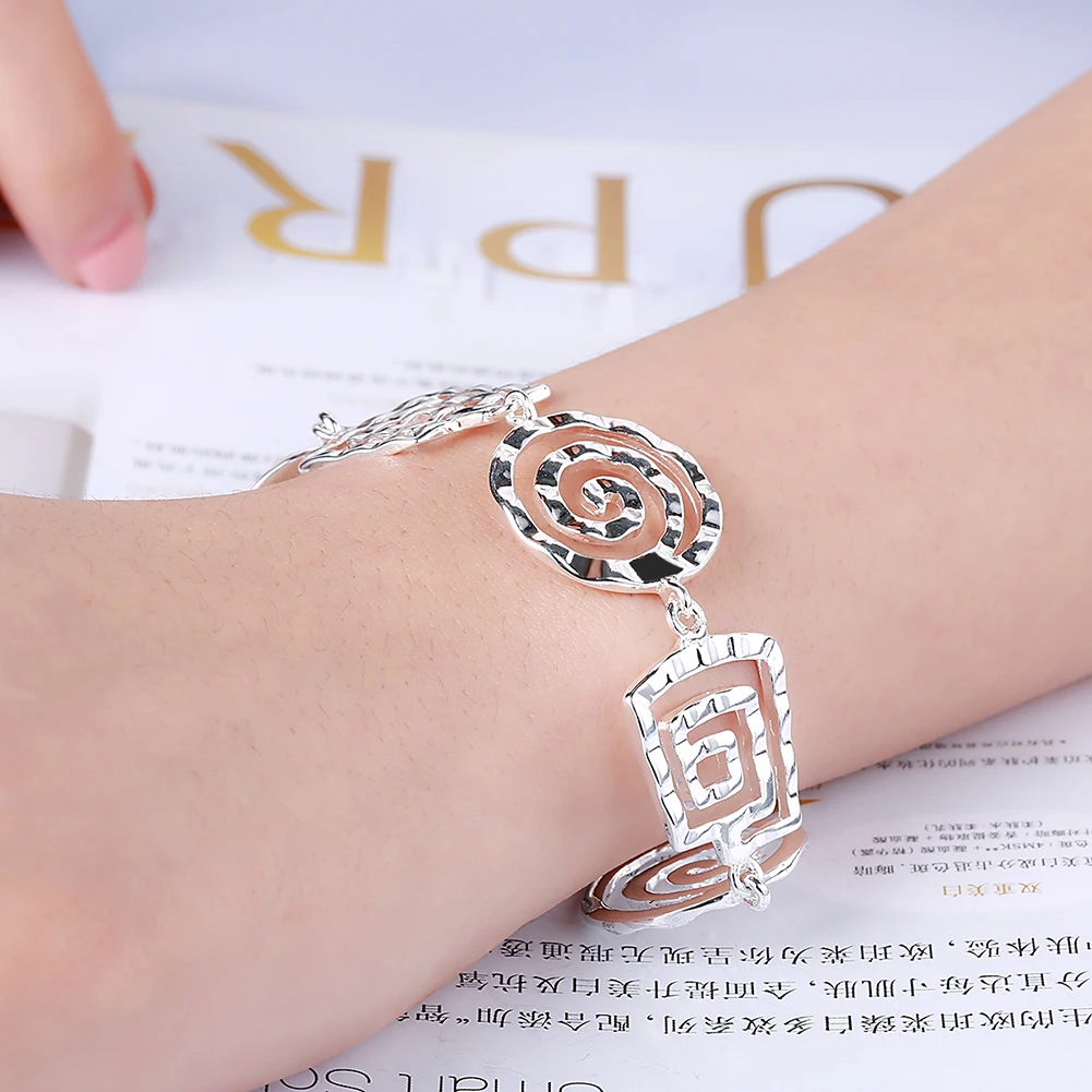925 Sterling Silver Retro thread earrings bracelets neckalces Jewelry sets for women Popular Fashion Party wedding Holiday gifts jewelry set silver jewelry silver jewelry set