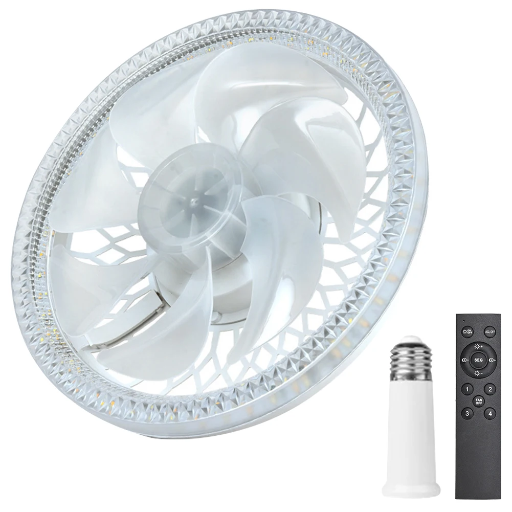 Ceiling Fans Light Remote Control 3 Color Temperature Socket Fan Light Dimmable Flush Mount Ceiling Fan Light E27 Converter Base
