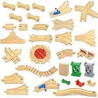 Wooden Tracks Railway Orbital Conversion Track Beech Wooden Train Track Rail Parts Fit Biro Educational Toys For Kids 1