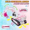 1/24 2.4G RC Stickers Truck Crawler Truck 6CH Remote Control Alloy Excavator Model Light Music Flexible Arm Kids Toys Girl Gifts 5