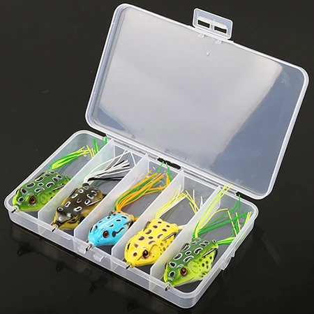 Sougayilang 5pcs/lot Frog Lure With Box 4 Colors Soft Fishing Lure Plastic  Topwater Simulation Snakehead Frog Artificial Baits - AliExpress