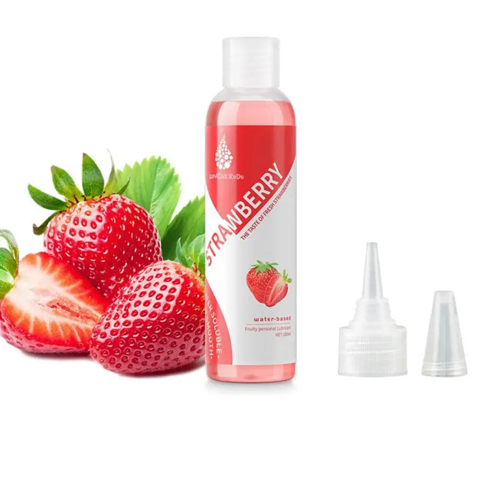 200ML Edible Lubricant Strawberry Flavor Lubricant for Sex Water Based Lubricant Oral Sex Anal Vagina Orgasm Gel Adult Goods