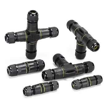 IP68 กันน้ํากลางแจ้ง Connector T-type สายไฟและสาย Quick Coupling 2/3/4/5 Core โคมไฟถนนกลางแจ้งกันฝน Terminal Block 1