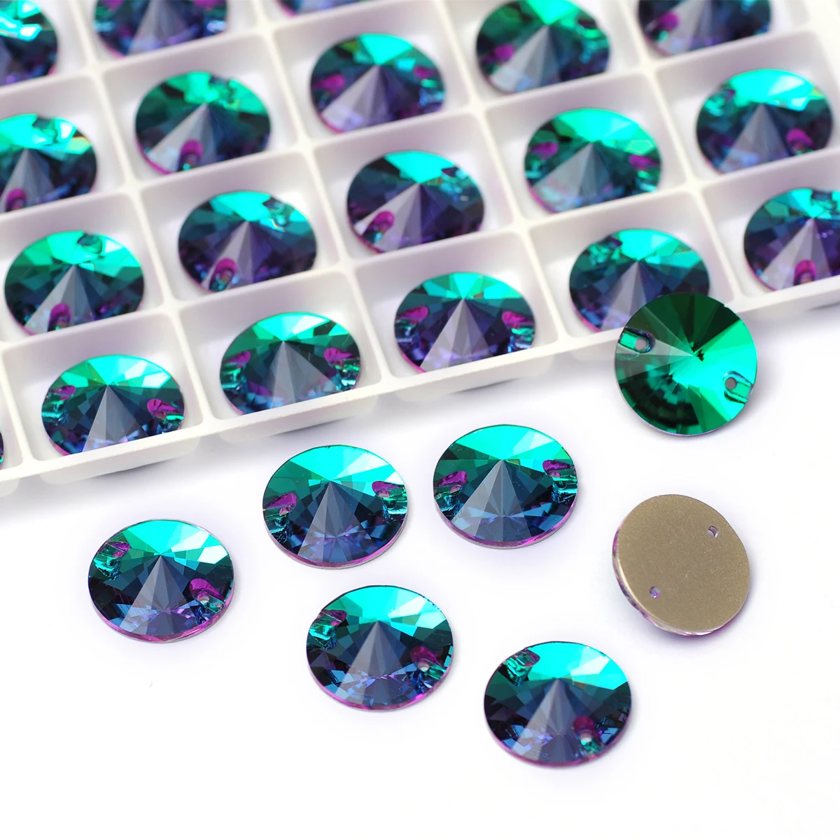 

3200 изумрудные Стразы Rivoli, хрустальные пришивные стразы, искусственные стразы для одежды «сделай сам»