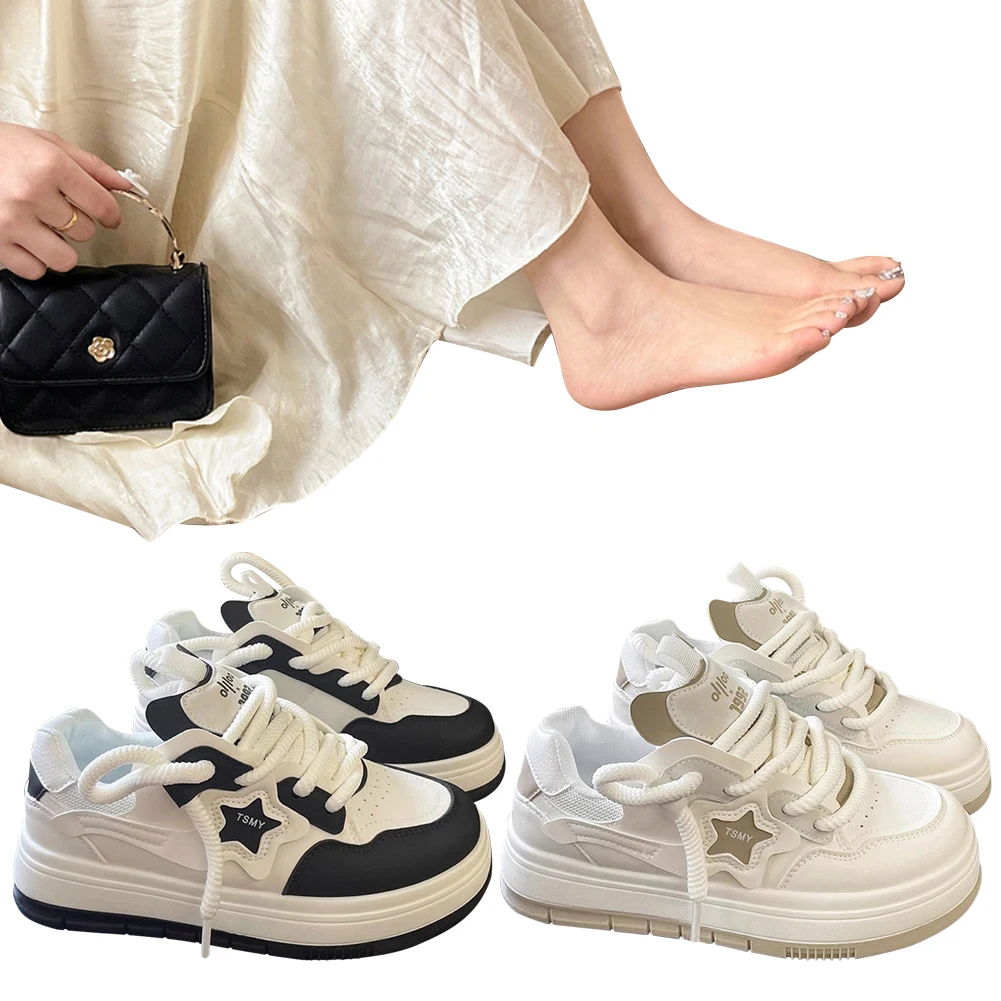 Star Walking Sneakers Y2K Platform Shoes Thick Sole Running Shoes Aesthetic Tennis Outdoor Sports