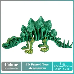 Realistic 3D Printed Tyrannosaurus Rex Dinosaur Model - Fully Movable Decorative Desktop Piece & Unique Birthday Gift (Stegosaurus - D)