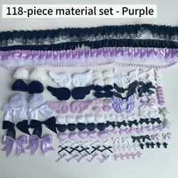 Elegant Black & Pink Lace DIY Craft Accessories Set - Handmade Collection (PURPLE)