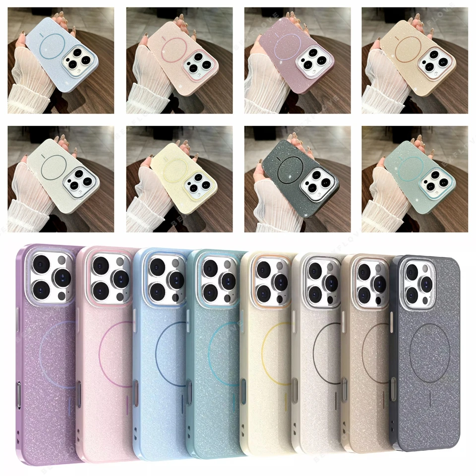 2025 Glitter Glam Magnetic Phone Case with Wireless Charging Compatibility