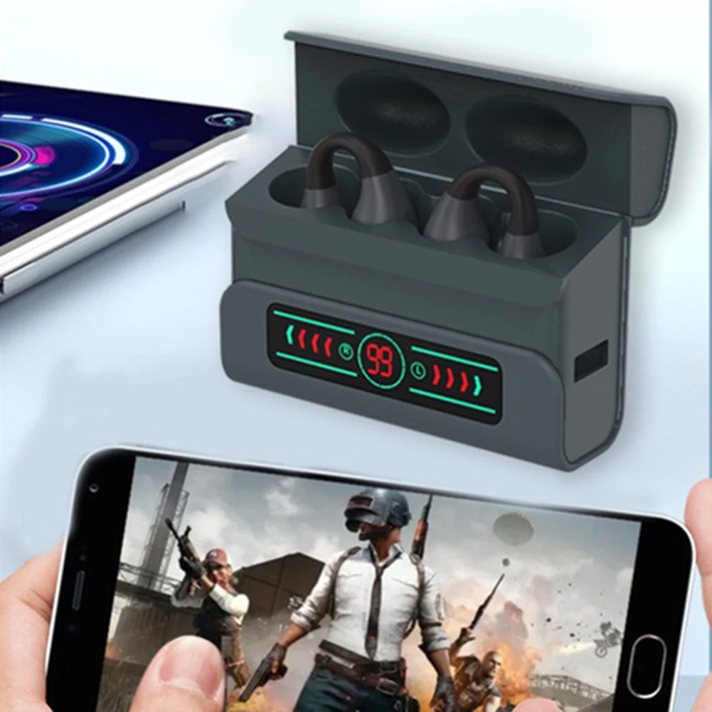 

M68 In Ear Headphones Wireless Sports Earphones Ear Clip Headset With LED Digital Display Charging Case For Running Cycling