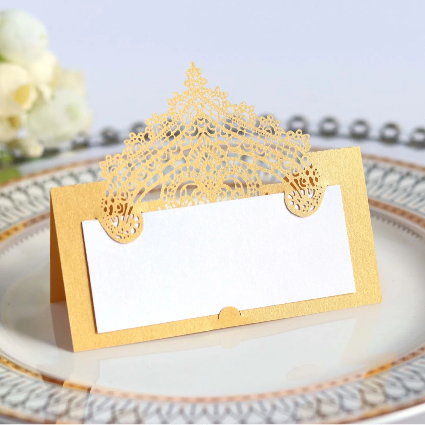 Lace Seat Card Laser Hollow Festival Handwritten Card Wedding Seat Name Table Number Stand Wedding Decoration Table