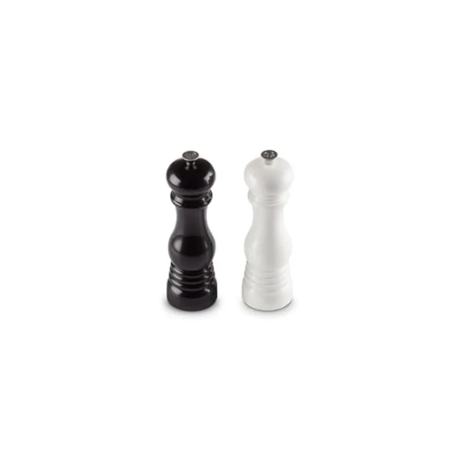 Salt and Pepper Mill Set 8" x 2 1/2" each Black and White