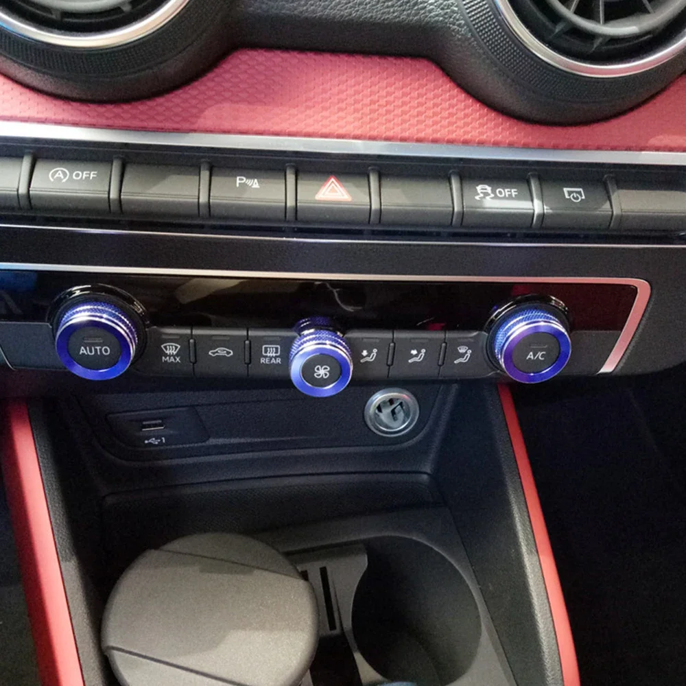 For Audi A3 8V 2014-Car Styling Center Console Multimedia Knob Switch Circles Decoration Cover Trim Interior Accessories car knob covers car gear shift knob cover