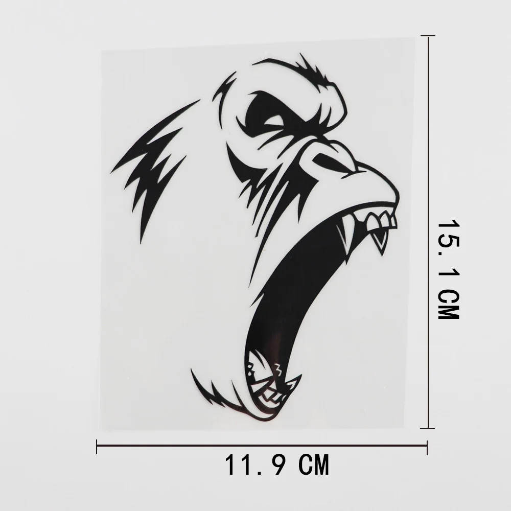 

Наклейка в виде животного злой гориллы, обезьяны, Виниловая наклейка для автомобиля, черная/серебряная, см x см