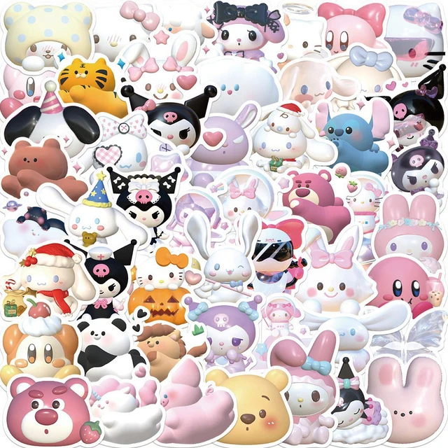 10/30/63pcs Kawaii Anime Kuromi Stickers for Kids Sanrio Decoration Decals  Toys PVC Graffiti Stationery Phone Case Skateboard - AliExpress