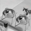 Raised Cat Bowls Tilted Neck Guard Cat Food Bowl 304 Stainless Steel Shatter-resistant Elevated 15° Pet Supplies For Puppy Cat 5