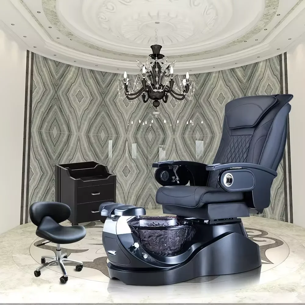Luxury Modern Beauty Nail Salon Furniture Pipeless Whirlpool Discharge Pump Foot Spa Massage Manicure Pedicure Chair