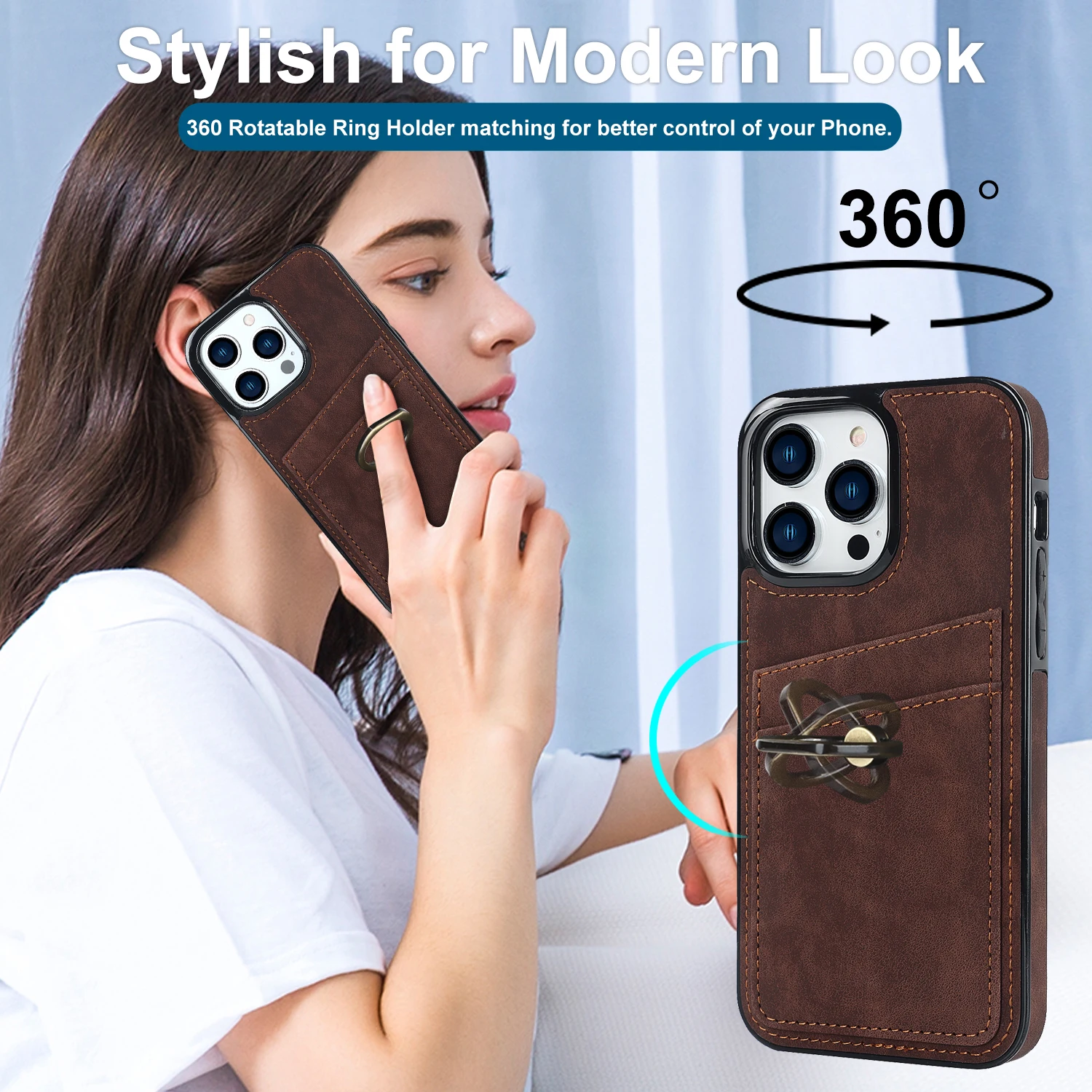 Soft Suede Leather Ring Holder iPhone Case