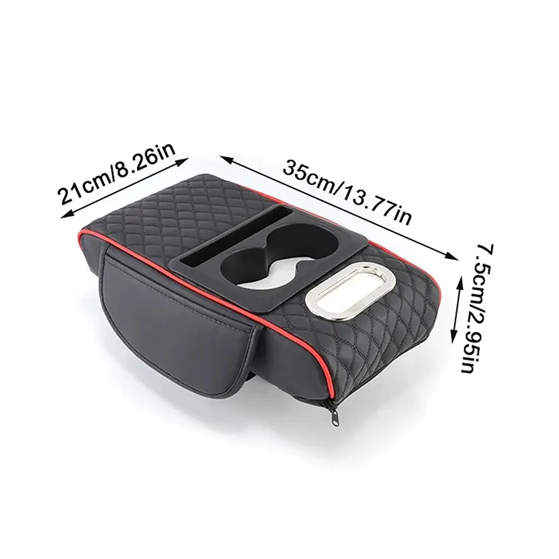 Car Armrest Storage Box, Car Center Console Organizer, Armrest Heightening Cushion With Cup Holder Armrest Storage Organizer Box 6