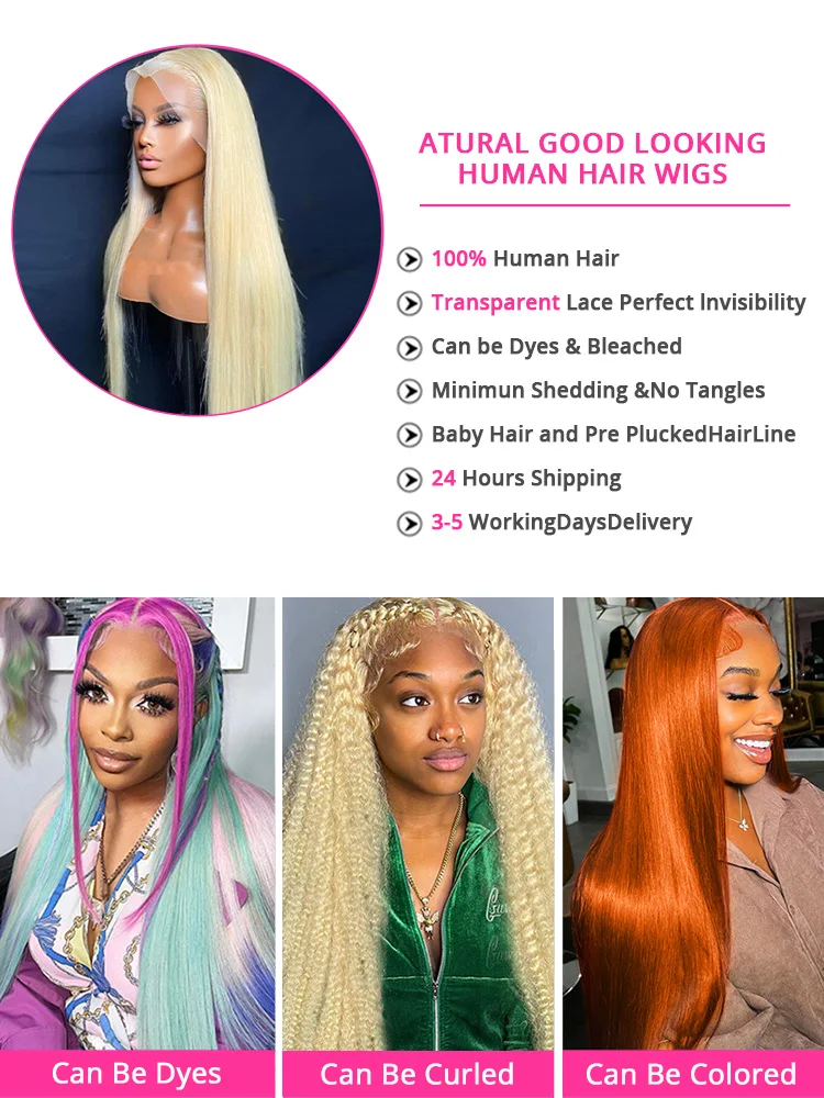200% 30 32Inches 613 Human Hair 13x4 Lace Frontal Wig Straight Hd Lace Wig 13x6 Human Hair 360 Full Lace Frontal Wig  for Women
