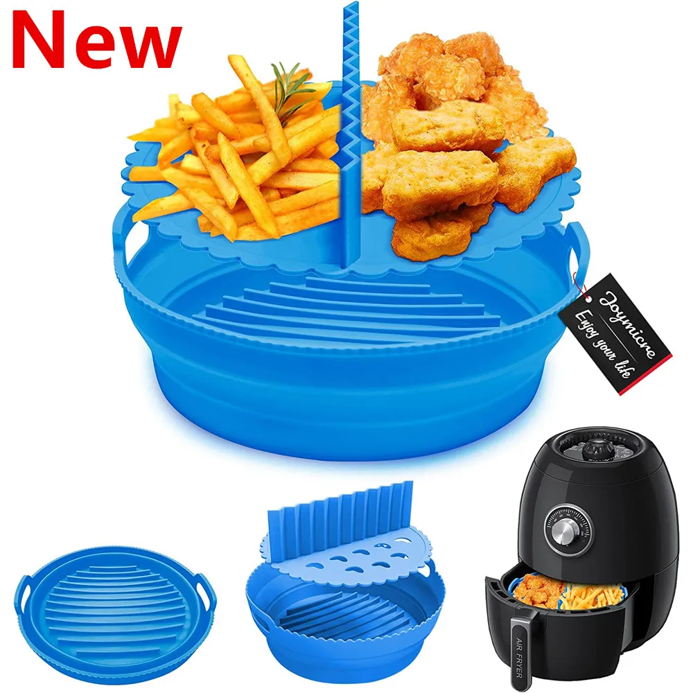 NEW Air Fryer Silicone Pot Basket Plate Cooking Air Fryer Accessories Round Reusable Foldable