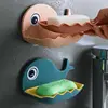 1PCS Wall Mounted Soap Dish for Bathroom Shower Portable Whale Soap Holder Plastic Sponge Tray for Kitchen Bathroom Accessories 1