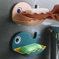 1PCS Wall Mounted Soap Dish for Bathroom Shower Portable Whale Soap Holder Plastic Sponge Tray for Kitchen Bathroom Accessories 1