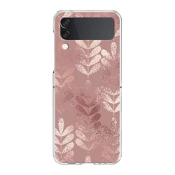 Gold Rose Love Heart Design Hard Folding Clear Phone Case - Elegant Protective Back Cover - Samsung Z Flip 4 (B7)