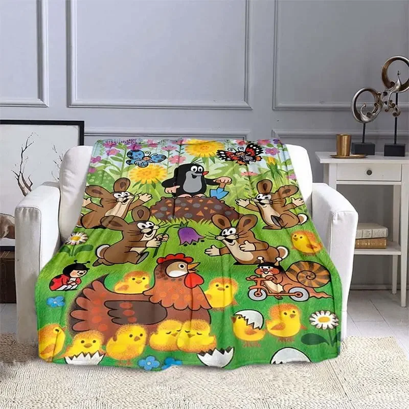 The Little Mole Blanket Flannel Friends Together Cozy Soft Fleece Bedspread Classic Cartoon Blanket Gift for Children Kids 4