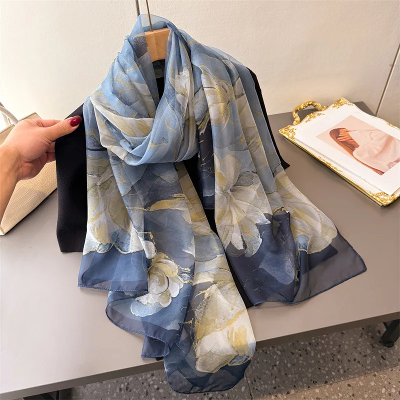 Nuovo 185*120 cm Donne Sottile Grande Sciarpa Primavera Autunno Estate Elegante Viaggio Wrap Morbido Stampa Scialle Lungo Echarpe Hijab 2025 Bandane 3