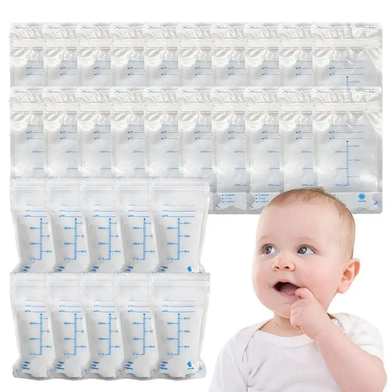 

Breastmilk Freezer Bags Milk Bag 30pcs Safe Portable Breastmilk Bags 200ml Milk Storage Bag Breastfeeding Bags For Fridges