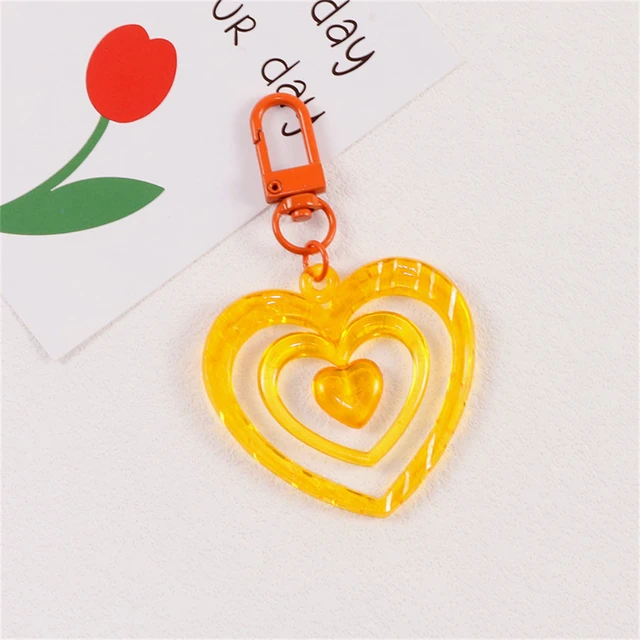 Simple Heart to Heart Keychain Hollow Love Cute Keyring Phone - Technical View