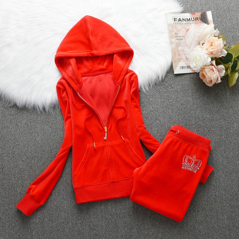 Elegant Women's Set 2025 Spring Fall Women's Zipper Jacket Crystal Crown and Trousers Set 6
