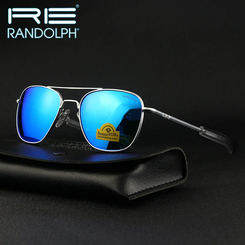 

Pilot USA.RE Sunglasses Men Top Quality Brand Designer RANDOLPH Mirror AGX Tempered Glass Lens AO Sun Glasses Male TJ115