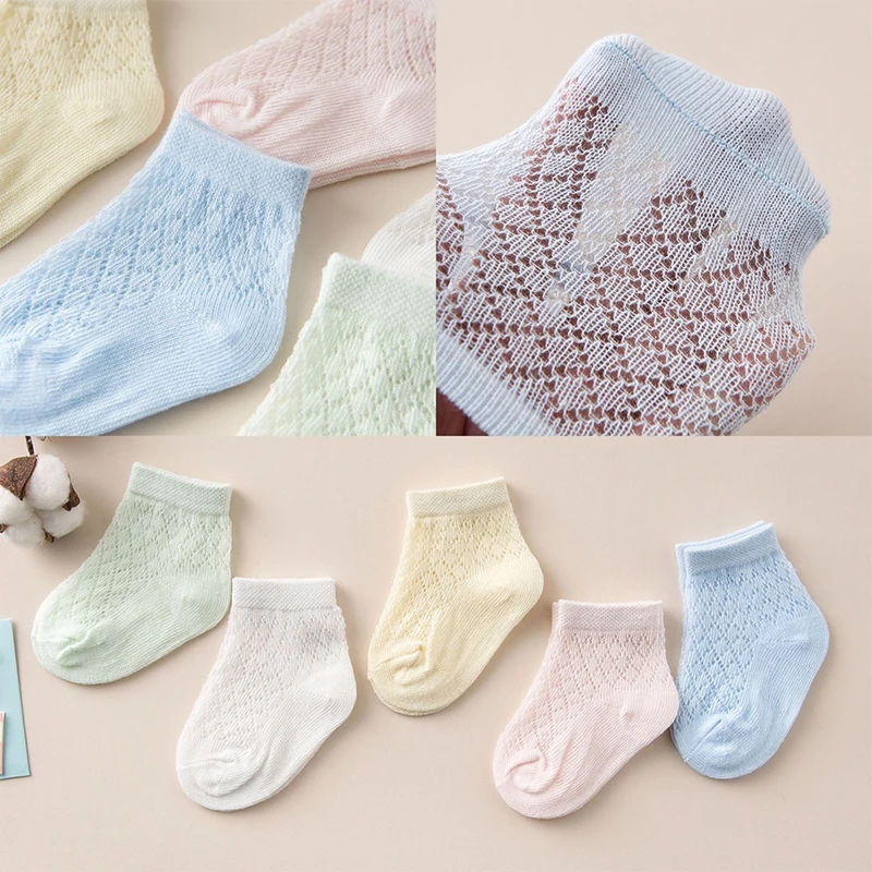5 짝/몫/많은   양말 소년 소녀 여름 양말 어린이 100% 코튼 통기성 얇은  보이 양말 메쉬  보트 양말