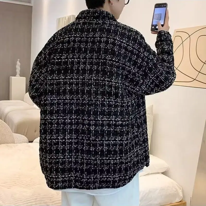 Coat Men's Korean Fashion Loose Casual Plaid Jacket Top mens jacket
